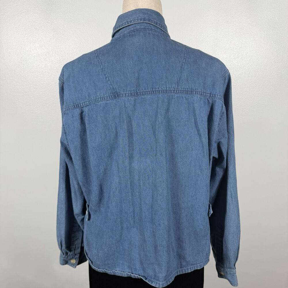 Vintage Christopher & Banks Denim Shirt Jacket L Patchwork Hearts Embroidered - Picture 5 of 12